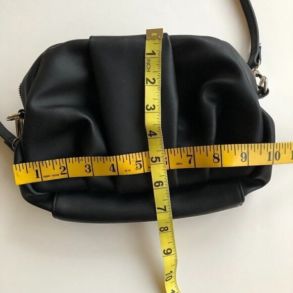 PIECES black crossbody/clutch bag silver hardware faux leather, 10 x 7.5 x 2" - Picture 9 of 10